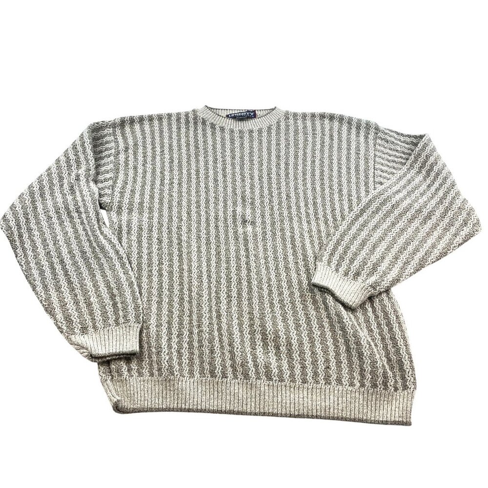 Men's Cotton Blend Pullover Long Sleeve Gray Knit Sweater Liberty No Size
